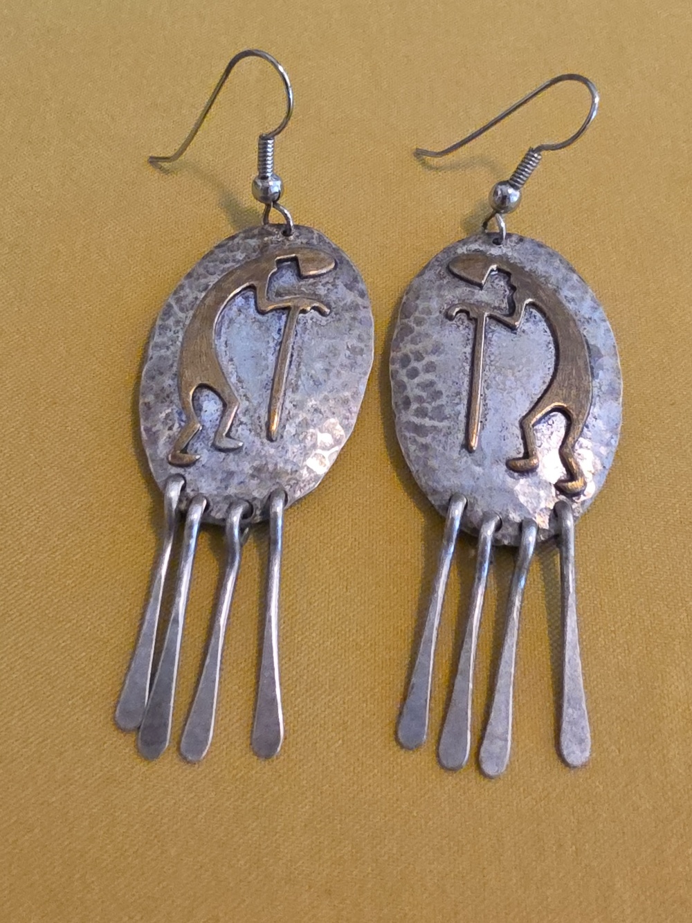 Peter Nelson Navajo Artist - Sterling Vintage Native American Kokopelli Earrings
